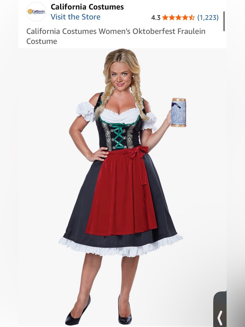 🎃 New! California Costumes Oktoberfest Dirndl Dress  Size Small